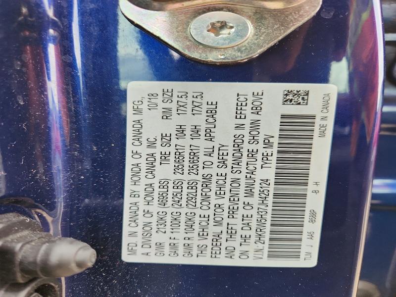 65741226 :رقم المزاد ، 2HKRW5H37JH425124 vin ، 2018 Honda Cr-v مزاد بيع