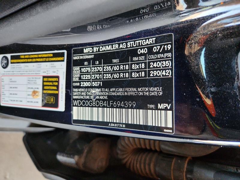 Aukcja sprzedaży 2020 Mercedes-benz Glc, vin: WDC0G8DB4LF694399, numer aukcji: 64264056