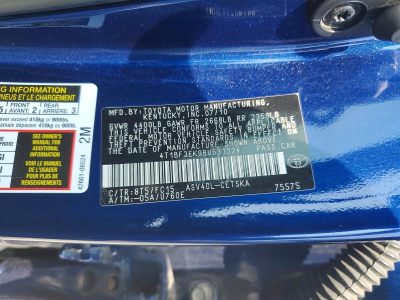 Продажа на аукционе авто 2011 Toyota Camry, vin: 4T1BF3EK9BU631324, номер лота: 64548136
