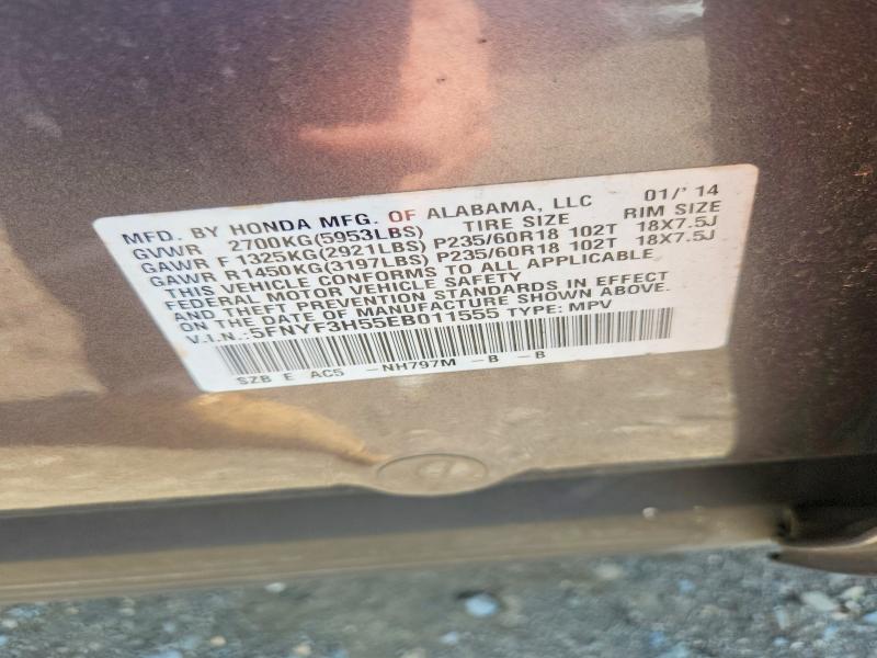 64096276 :رقم المزاد ، 5FNYF3H55EB011555 vin ، 2014 Honda Pilot مزاد بيع