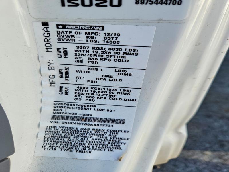 Продаж на аукціоні авто 2019 Isuzu Npr Hd, vin: 54DC4W1B8KS812234, номер лоту: 58549236