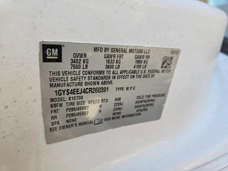 Auction sale of the 2012 Cadillac Escalade, vin: 1GYS4EEJ4CR260391, lot number: 64330096