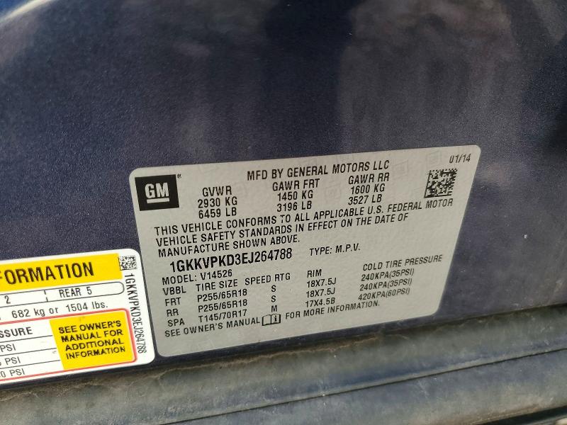 Aukcja sprzedaży 2014 Gmc Acadia, vin: 1GKKVPKD3EJ264788, numer aukcji: 65270706