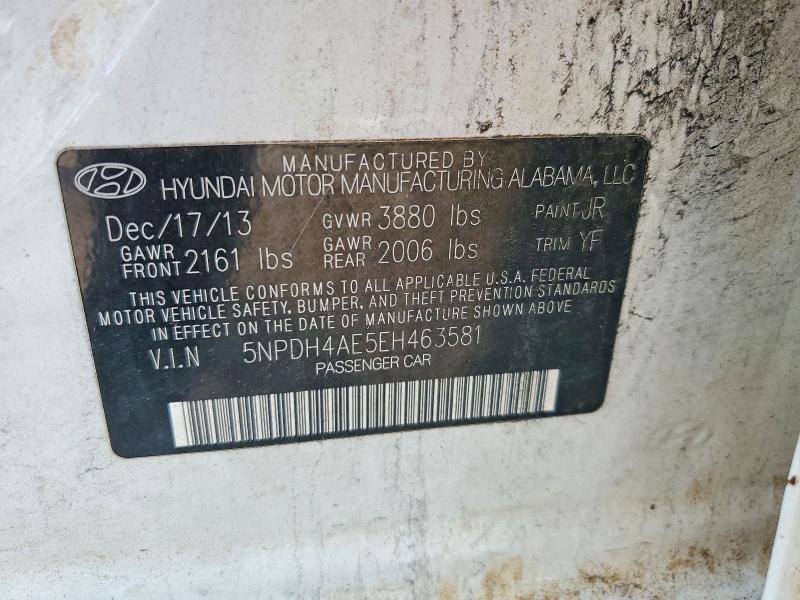 Auction sale of the 2014 Hyundai Elantra, vin: 5NPDH4AE5EH463581, lot number: 65185166