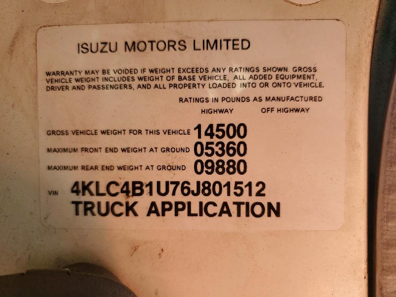 Aukcja sprzedaży 2006 Isuzu Npr, vin: 4KLC4B1U76J801512, numer aukcji: 64532826