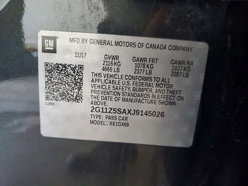 2018 Chevrolet Impala მანქანა იყიდება აუქციონზე, vin: 2G11Z5SAXJ9145026, აუქციონის ნომერი: 63843336