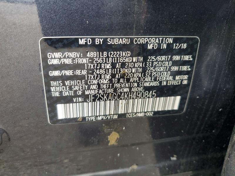 Aukcja sprzedaży 2019 Subaru Forester, vin: JF2SKAGC4KH490845, numer aukcji: 63703866