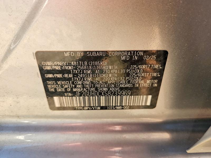 63692696 :رقم المزاد ، JF2GUHDCXS8239969 vin ، 2025 Subaru Crosstrek مزاد بيع