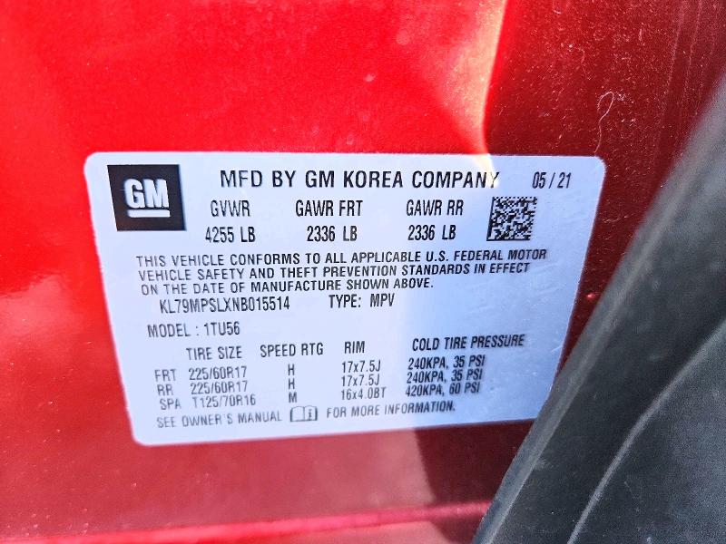 Продаж на аукціоні авто 2022 Chevrolet Trailblazer, vin: KL79MPSLXNB015514, номер лоту: 66713086