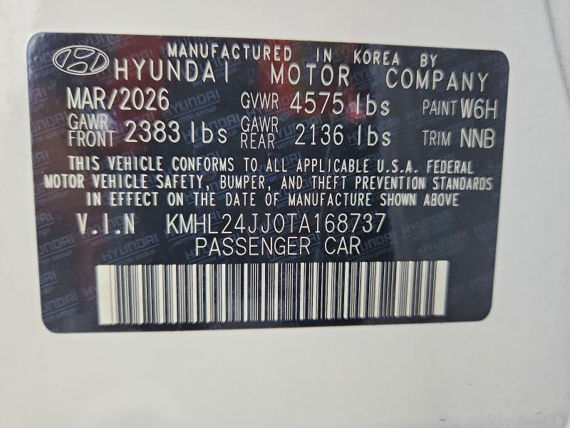 Продаж на аукціоні авто 2026 Hyundai Sonata Hybrid, vin: KMHL24JJ0TA168737, номер лоту: 66006456