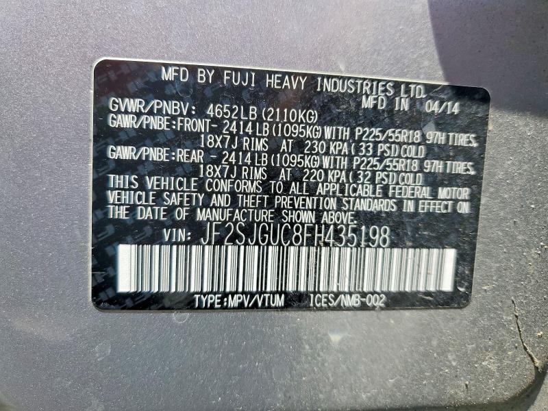 63774096 :رقم المزاد ، JF2SJGUC8FH435198 vin ، 2015 Subaru Forester مزاد بيع