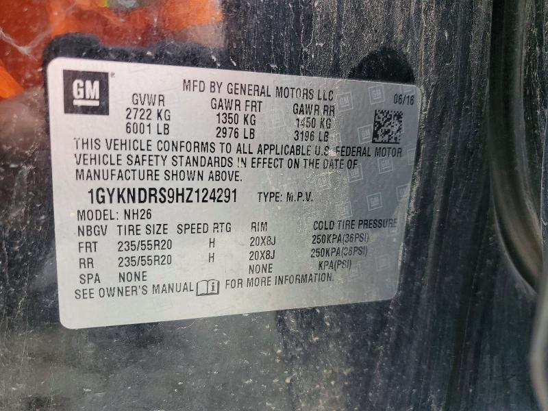 2017 Cadillac Xt5 მანქანა იყიდება აუქციონზე, vin: 1GYKNDRS9HZ124291, აუქციონის ნომერი: 64075016