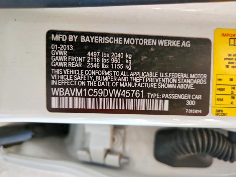 Aukcja sprzedaży 2013 Bmw X1, vin: WBAVM1C59DVW45761, numer aukcji: 66224306