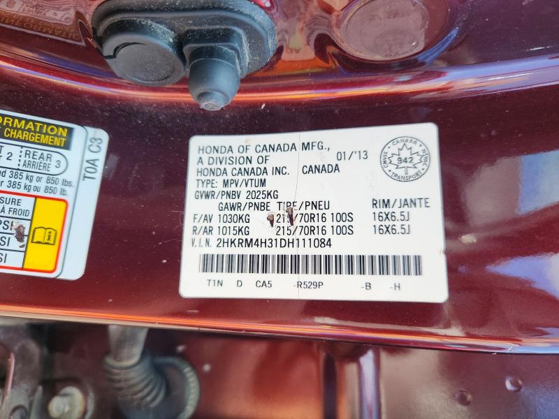 64332846 :رقم المزاد ، 2HKRM4H31DH111084 vin ، 2013 Honda Cr-v مزاد بيع