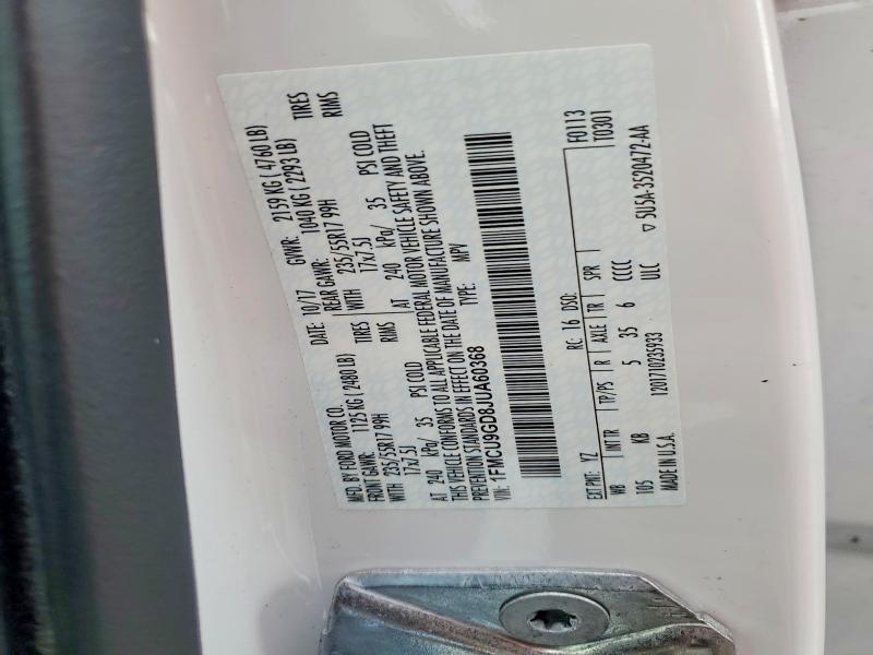 2018 Ford Escape მანქანა იყიდება აუქციონზე, vin: 1FMCU9GD8JUA60368, აუქციონის ნომერი: 64997156