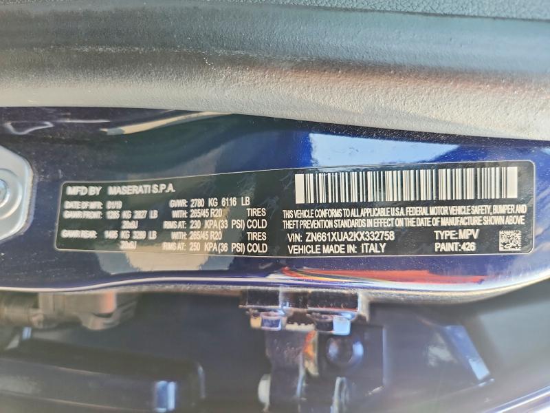 Продажа на аукционе авто 2019 Maserati Levante, vin: ZN661XUA2KX332758, номер лота: 64518556