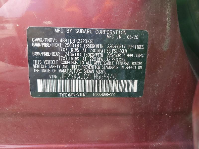 Aukcja sprzedaży 2020 Subaru Forester, vin: JF2SKAJC4LH568440, numer aukcji: 65008926