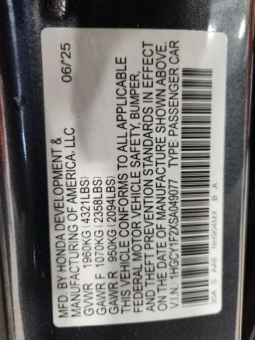 Продаж на аукціоні авто 2025 Honda Accord, vin: 1HGCY1F2XSA049077, номер лоту: 63604276