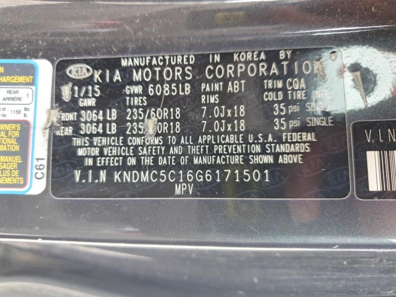 Aukcja sprzedaży 2016 Kia Sedona, vin: KNDMC5C16G6171501, numer aukcji: 66505266