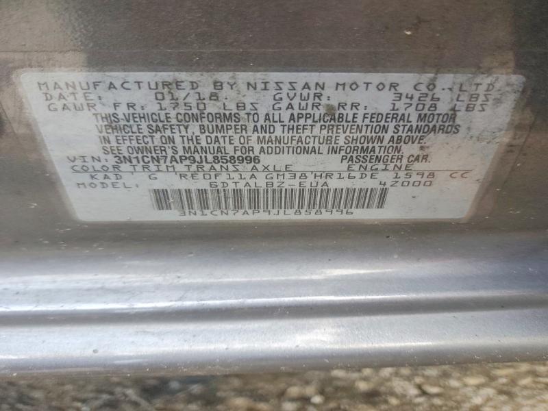 64414356 :رقم المزاد ، 3N1CN7AP9JL858996 vin ، 2018 Nissan Versa مزاد بيع