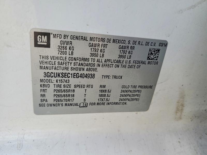 Aukcja sprzedaży 2014 Chevrolet Silverado, vin: 3GCUKSEC1EG404938, numer aukcji: 63582096