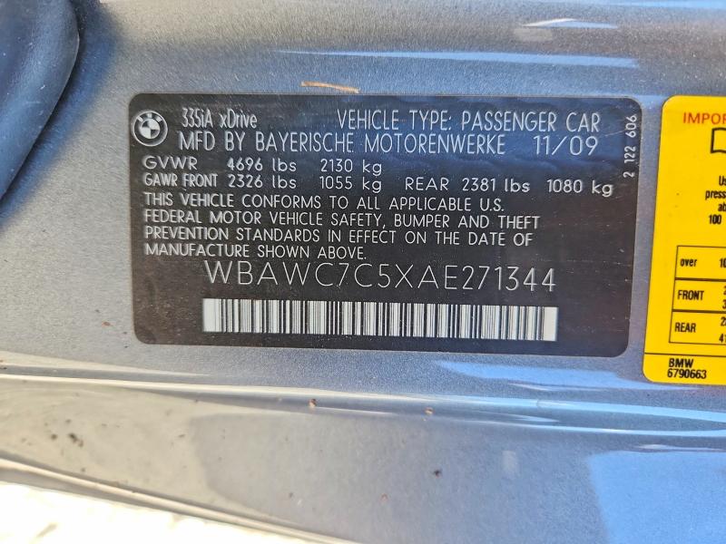 Aukcja sprzedaży 2010 Bmw 335, vin: WBAWC7C5XAE271344, numer aukcji: 65604176