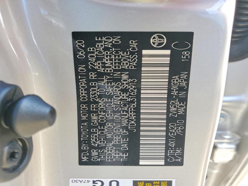 Продаж на аукціоні авто 2020 Toyota Prius Prime, vin: JTDKARFP6L3162913, номер лоту: 65925316