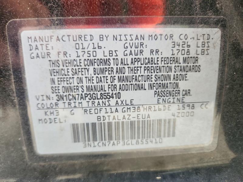 Aukcja sprzedaży 2016 Nissan Versa, vin: 3N1CN7AP3GL855410, numer aukcji: 65820516