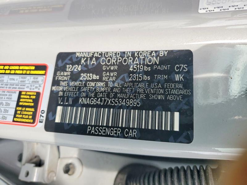 Aukcja sprzedaży 2025 Kia K5, vin: KNAG64J7XS5349895, numer aukcji: 66810536
