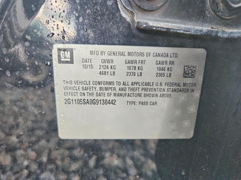 2016 Chevrolet Impala მანქანა იყიდება აუქციონზე, vin: 2G1105SA0G9130442, აუქციონის ნომერი: 67167496