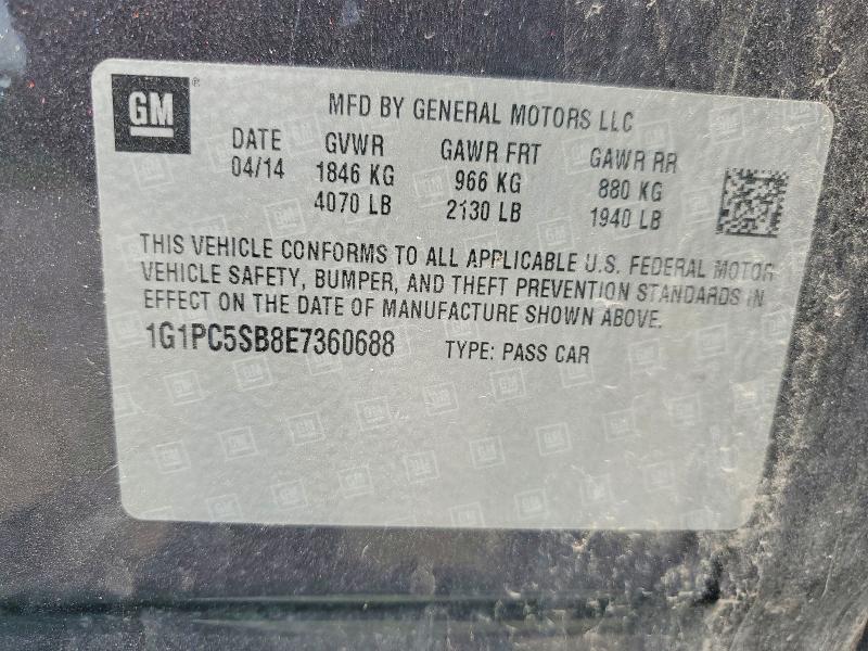 64418346 :رقم المزاد ، 1G1PC5SB8E7360688 vin ، 2014 Chevrolet Cruze مزاد بيع