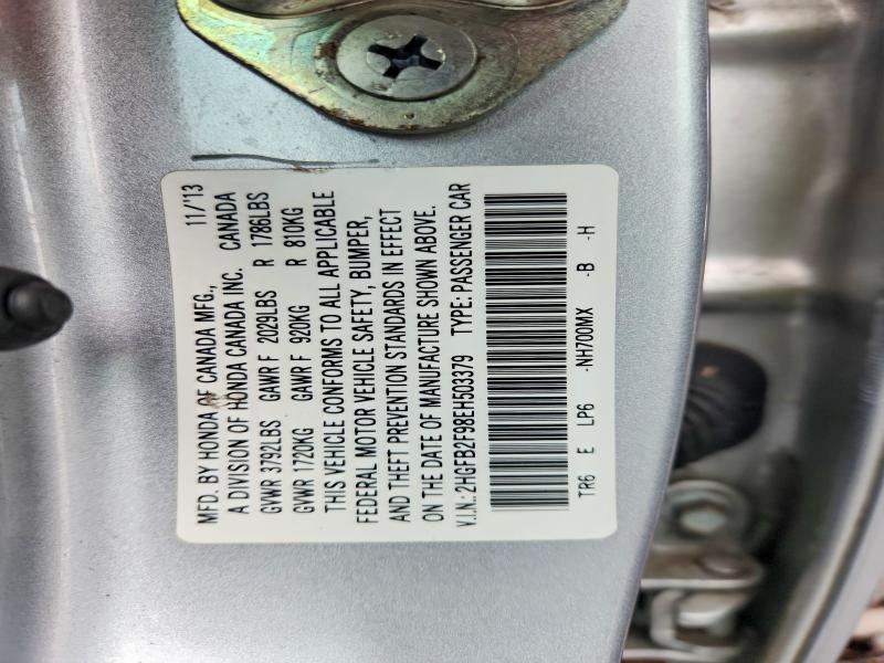 Продажа на аукционе авто 2014 Honda Civic, vin: 2HGFB2F98EH503379, номер лота: 66940826