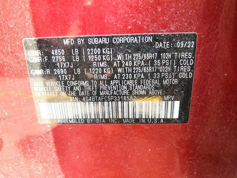 Aukcja sprzedaży 2023 Subaru Outback, vin: 4S4BTAFC5P3118587, numer aukcji: 66757426