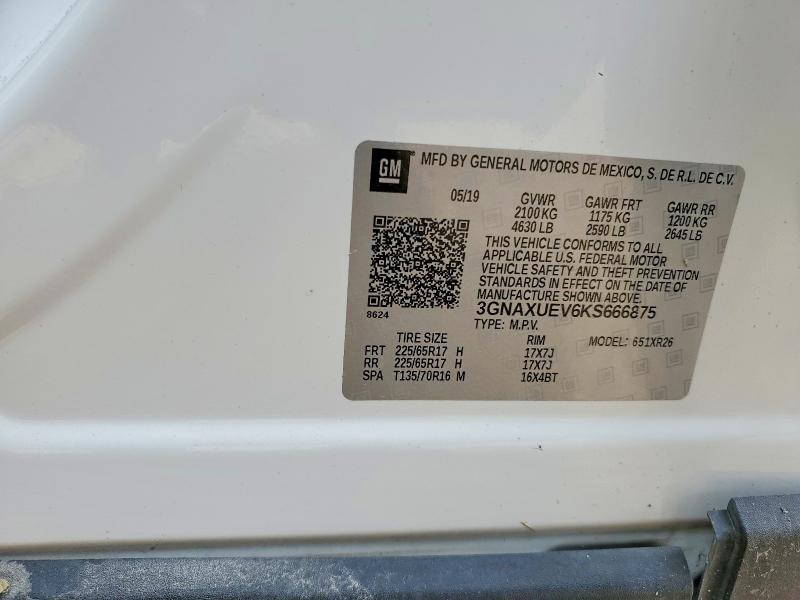 Aukcja sprzedaży 2019 Chevrolet Equinox, vin: 3GNAXUEV6KS666875, numer aukcji: 63936356
