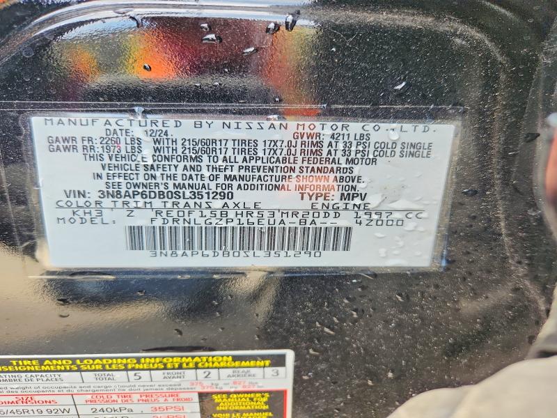 2025 Nissan Kicks მანქანა იყიდება აუქციონზე, vin: 3N8AP6DB0SL351290, აუქციონის ნომერი: 63897956