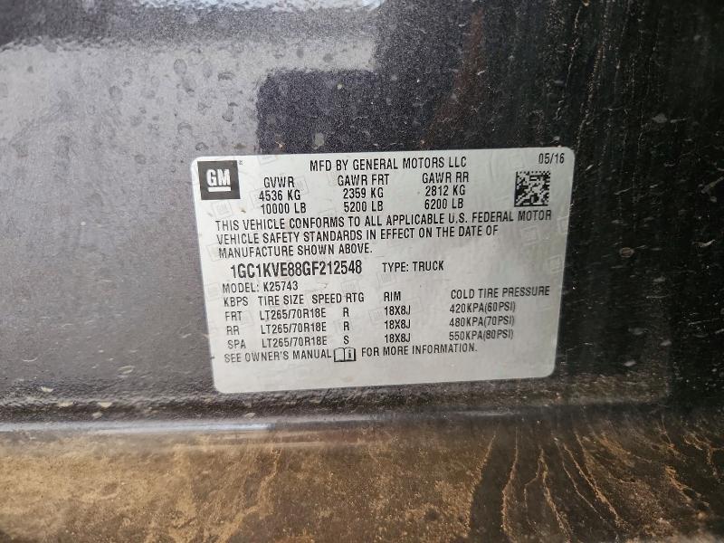 66185796 :رقم المزاد ، 1GC1KVE88GF212548 vin ، 2016 Chevrolet Silverado مزاد بيع