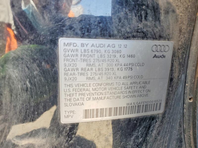66871196 :رقم المزاد ، WA1LGAFE5DD010520 vin ، 2013 Audi Q7 مزاد بيع