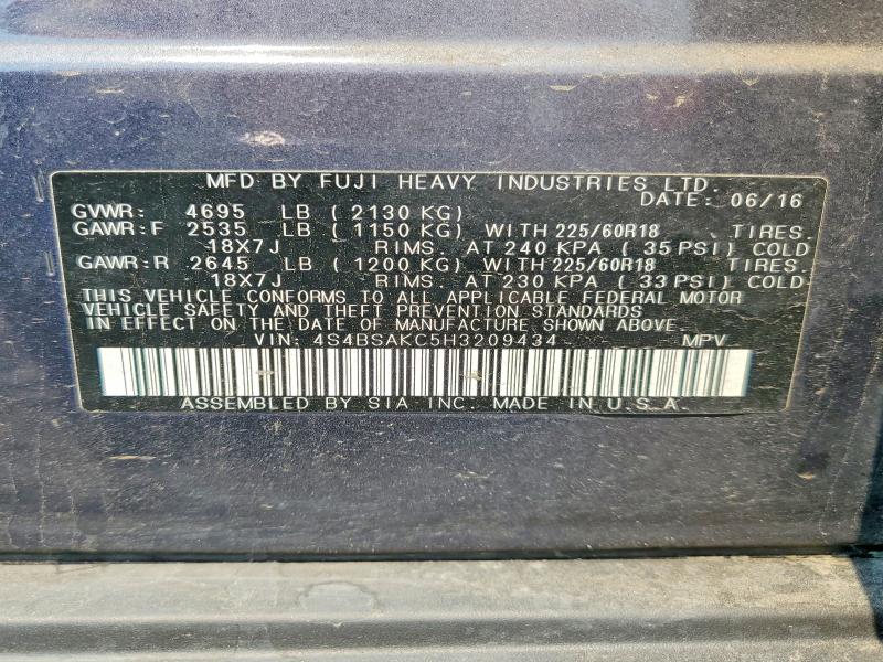 Продажа на аукционе авто 2017 Subaru Outback, vin: 4S4BSAKC5H3209434, номер лота: 64004816