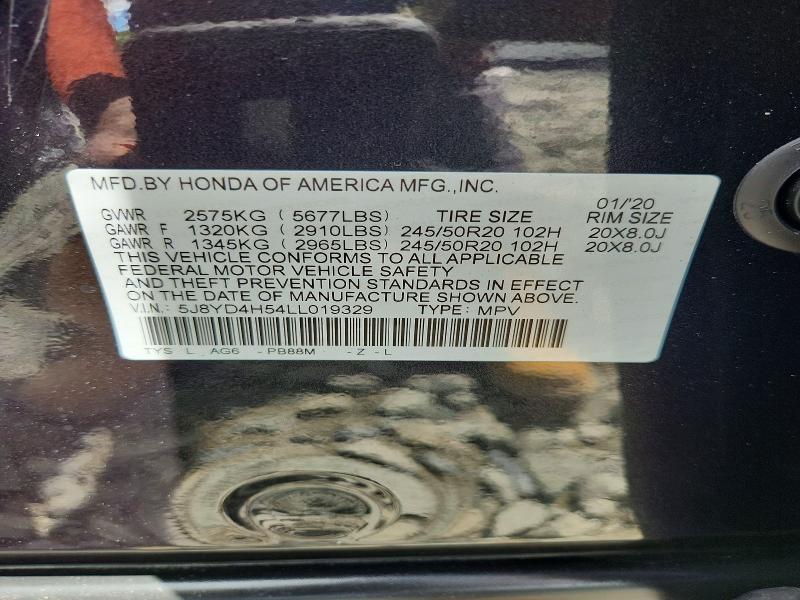 Aukcja sprzedaży 2020 Acura Mdx, vin: 5J8YD4H54LL019329, numer aukcji: 66652146