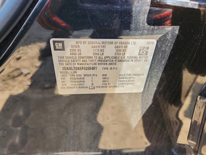 Aukcja sprzedaży 2015 Gmc Terrain, vin: 2GKALTEK6F6286481, numer aukcji: 66065646