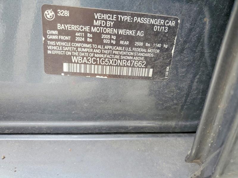 2013 Bmw 328 მანქანა იყიდება აუქციონზე, vin: WBA3C1G5XDNR47662, აუქციონის ნომერი: 67206956