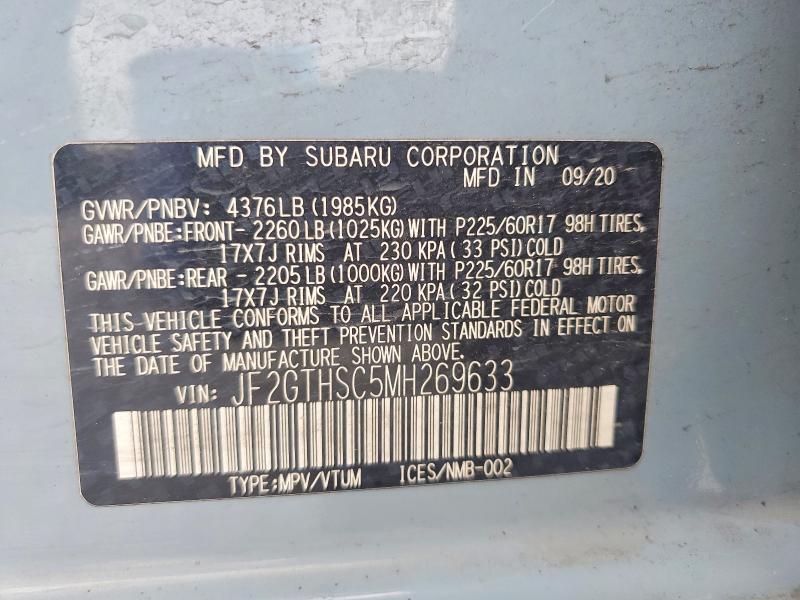 64401606 :رقم المزاد ، JF2GTHSC5MH269633 vin ، 2021 Subaru Crosstrek مزاد بيع