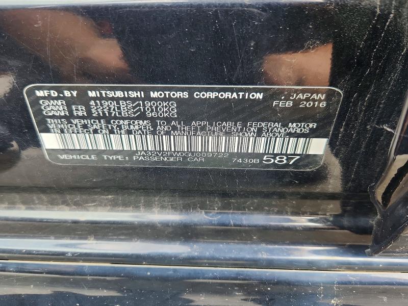 Aukcja sprzedaży 2016 Mitsubishi Lancer, vin: JA32V2FW0GU009722, numer aukcji: 64891036