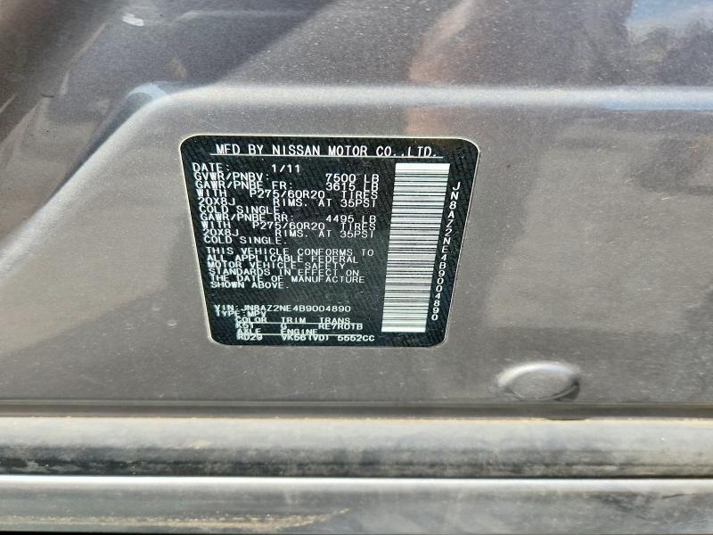 Aukcja sprzedaży 2011 Infiniti Qx56, vin: JN8AZ2NE4B9004890, numer aukcji: 63498606