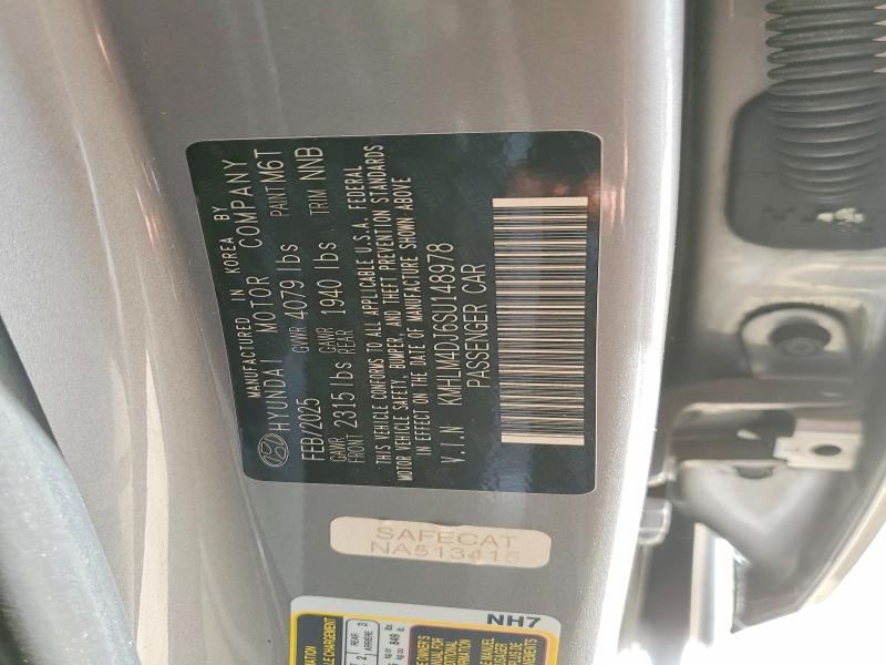 2025 Hyundai Elantra Hybrid მანქანა იყიდება აუქციონზე, vin: KMHLM4DJ6SU148978, აუქციონის ნომერი: 65190246