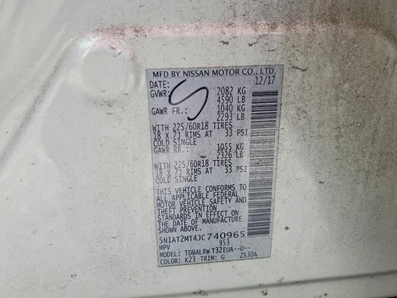 2018 Nissan Rogue მანქანა იყიდება აუქციონზე, vin: 5N1AT2MT4JC740965, აუქციონის ნომერი: 63437246