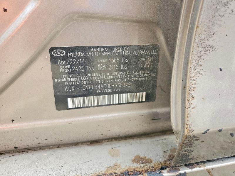 2014 Hyundai Sonata მანქანა იყიდება აუქციონზე, vin: 5NPEB4AC0EH936372, აუქციონის ნომერი: 65095316