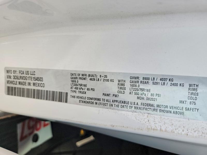 Auction sale of the 2026 Ram Promaster 2500, vin: 3C6LRVDG1TE154503, lot number: 64895706