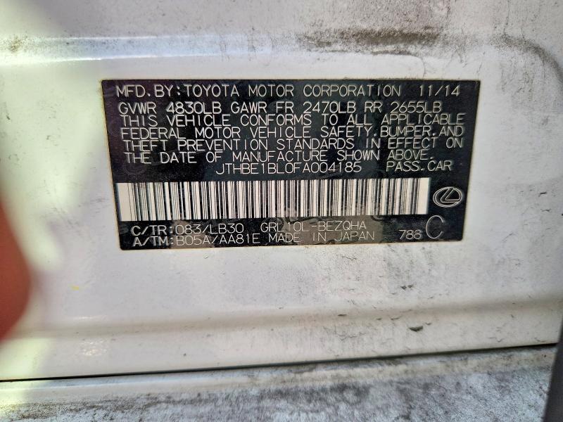 Продажа на аукционе авто 2015 Lexus Gs, vin: JTHBE1BL0FA004185, номер лота: 63442186