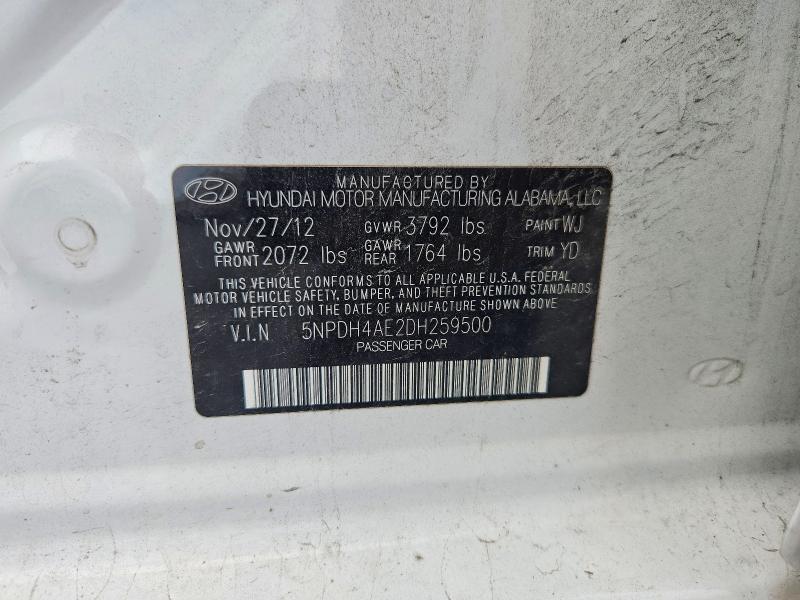 64940026 :رقم المزاد ، 5NPDH4AE2DH259500 vin ، 2013 Hyundai Elantra مزاد بيع